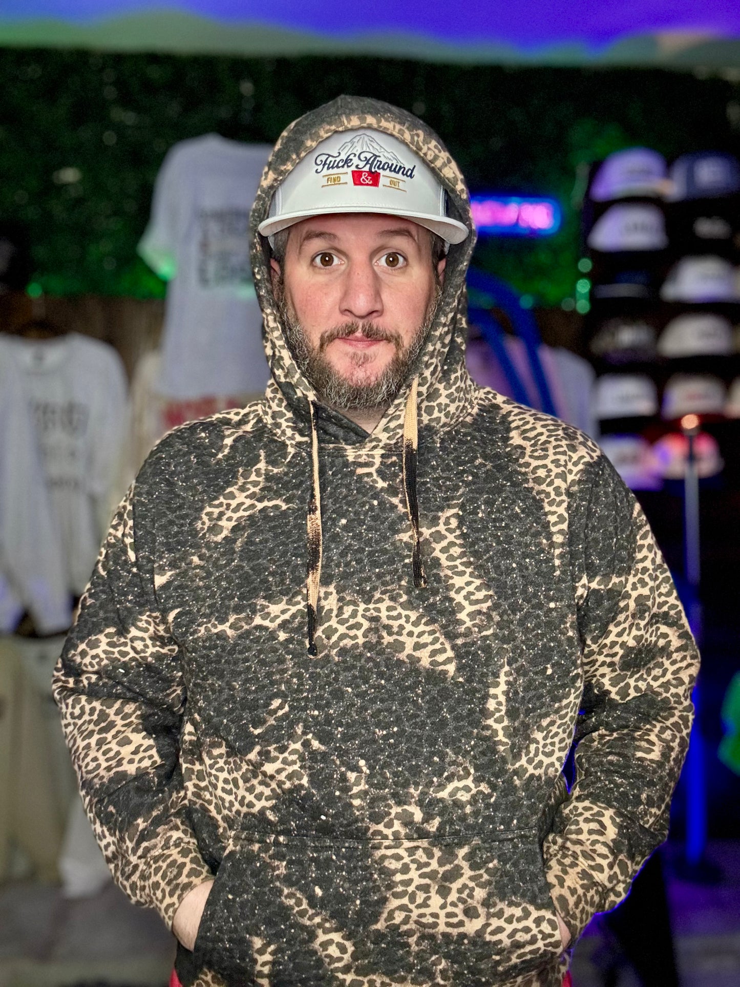 Bleached Black Leopard Hoodie NO DESIGN