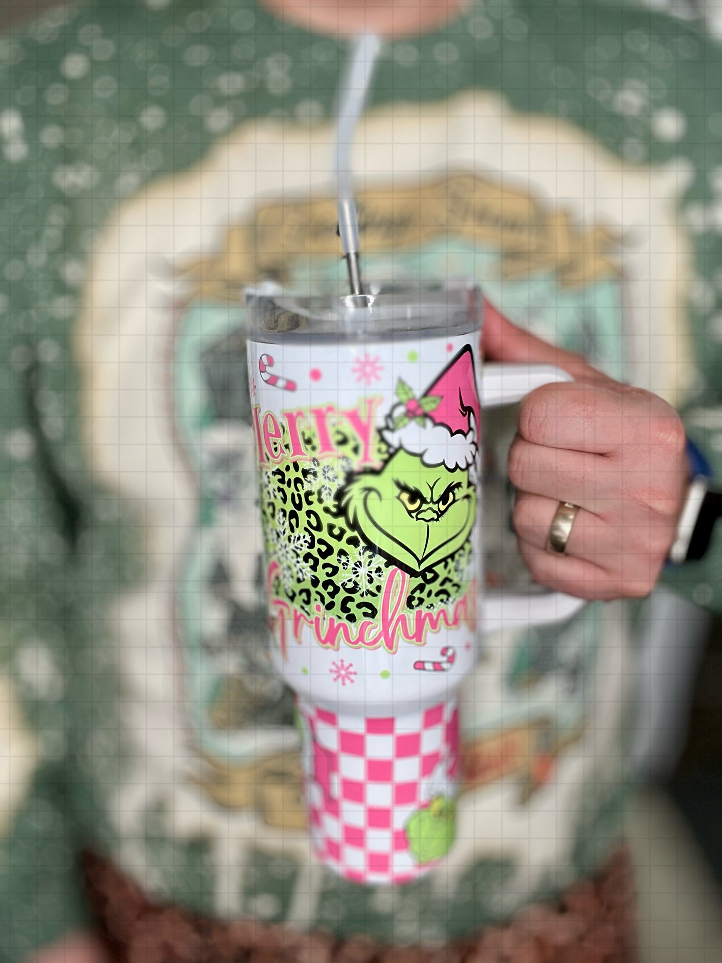 Pink and Green Christmas 40oz Dupe