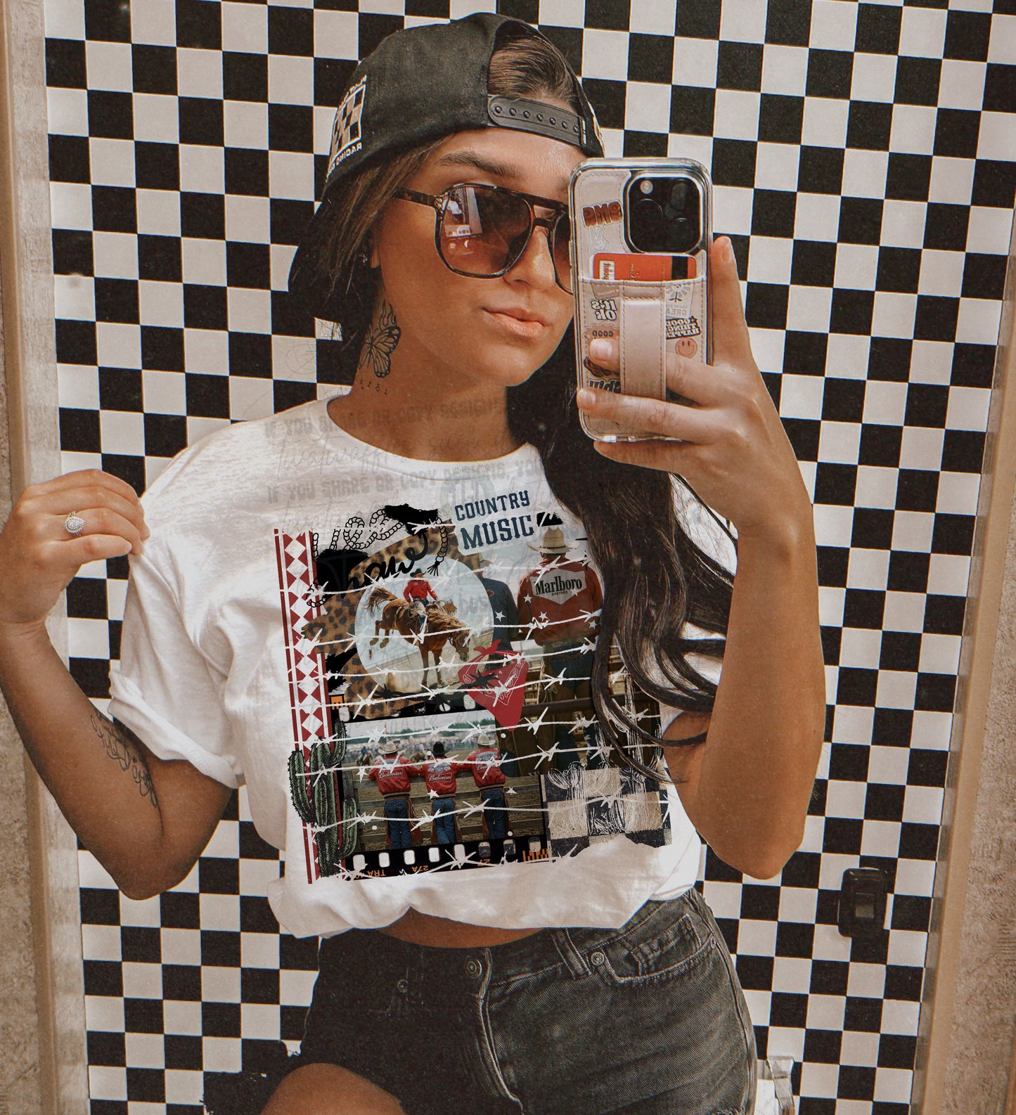 Cowboy Collage Top Design
