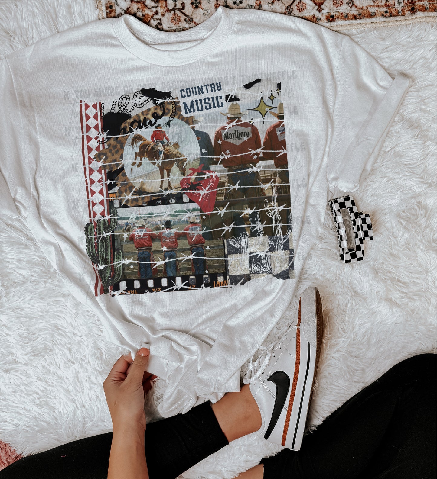 Cowboy Collage Top Design