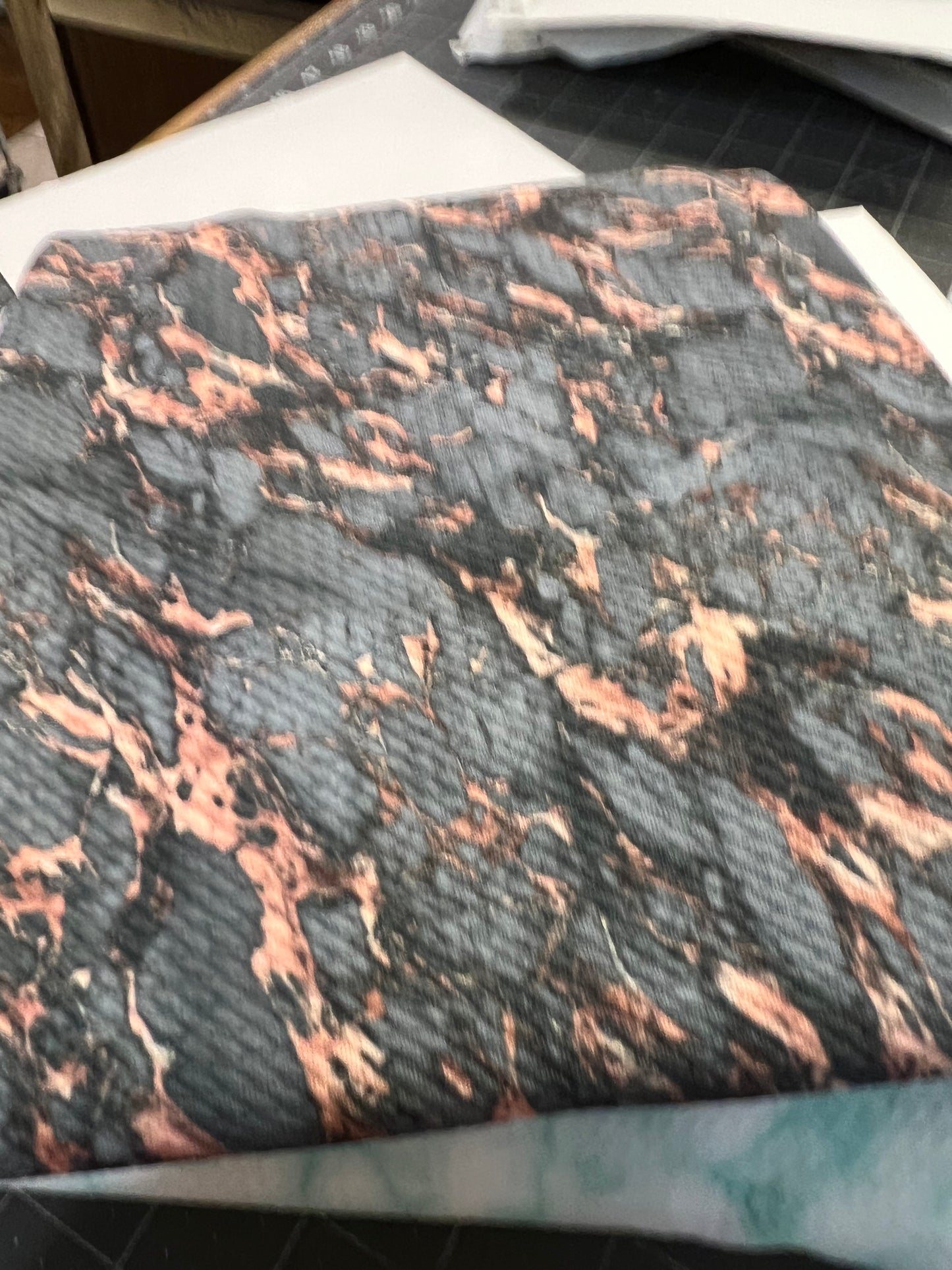 custom Fabric Destash: Marble print soft bullet textured almost 1 yard