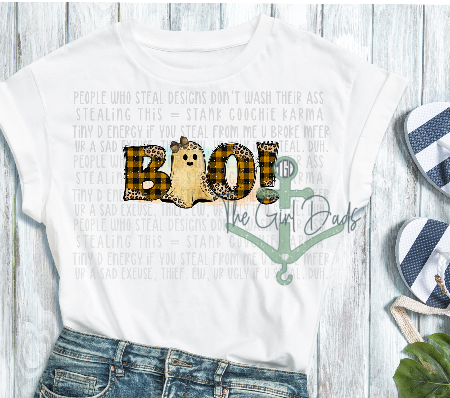 Boo Leopard Distressed Top Design