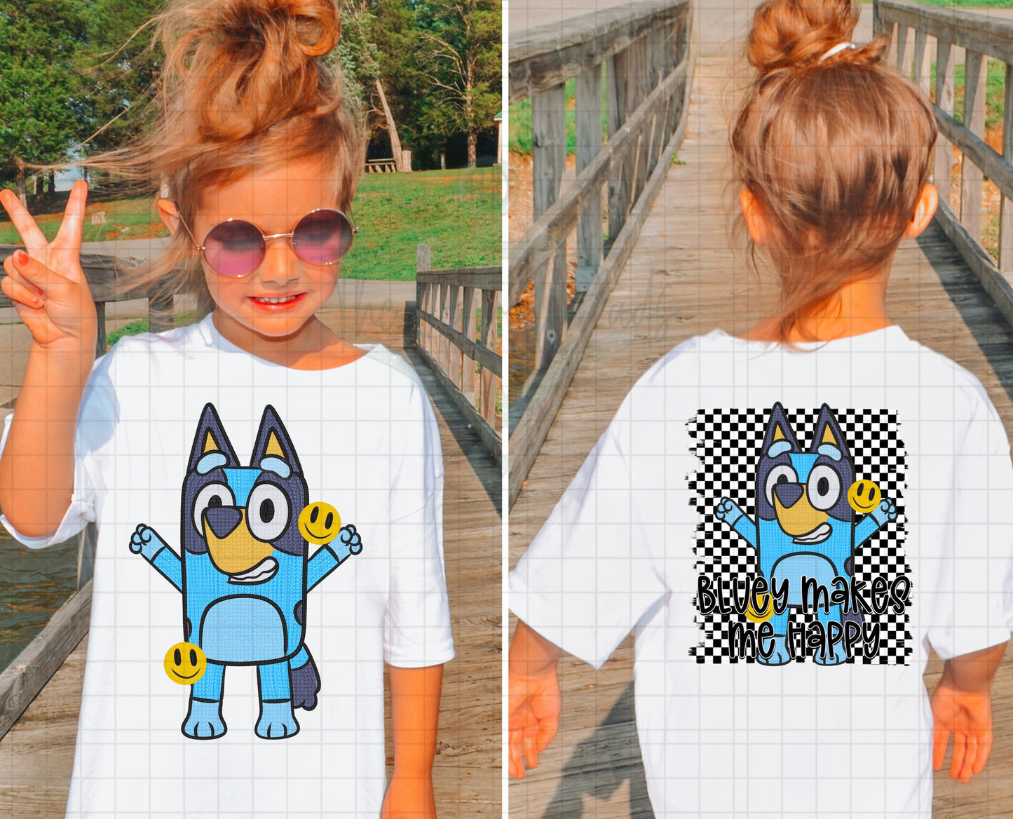 Bluey Makes Me Happy (Front & Back) Top Design