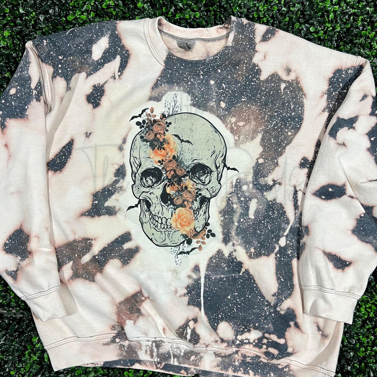 Split Floral Skull Top Design
