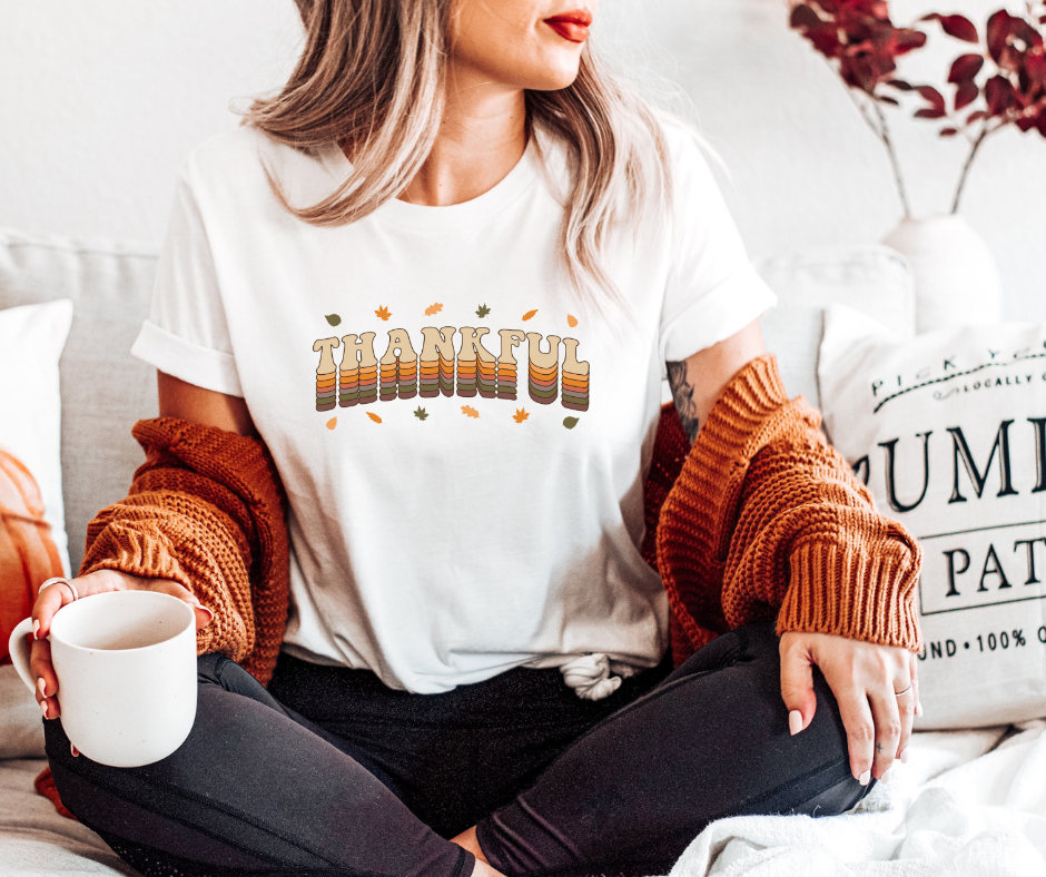 Thankful with Leaves Top Design