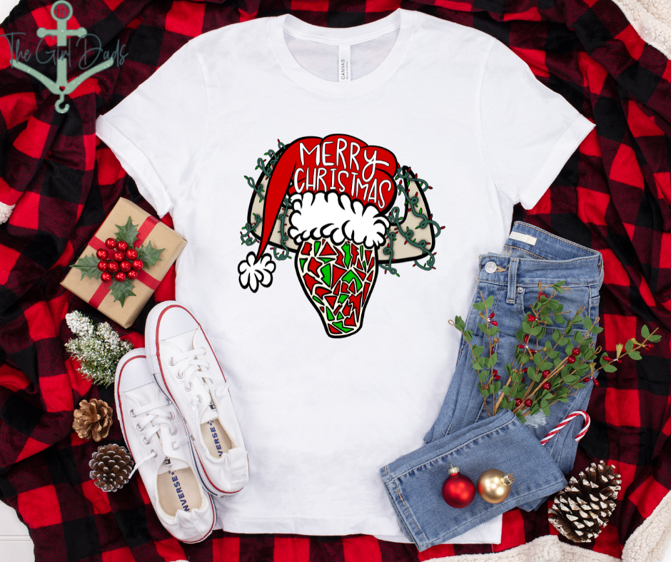 Merry Christmas Cow Skull Top Design