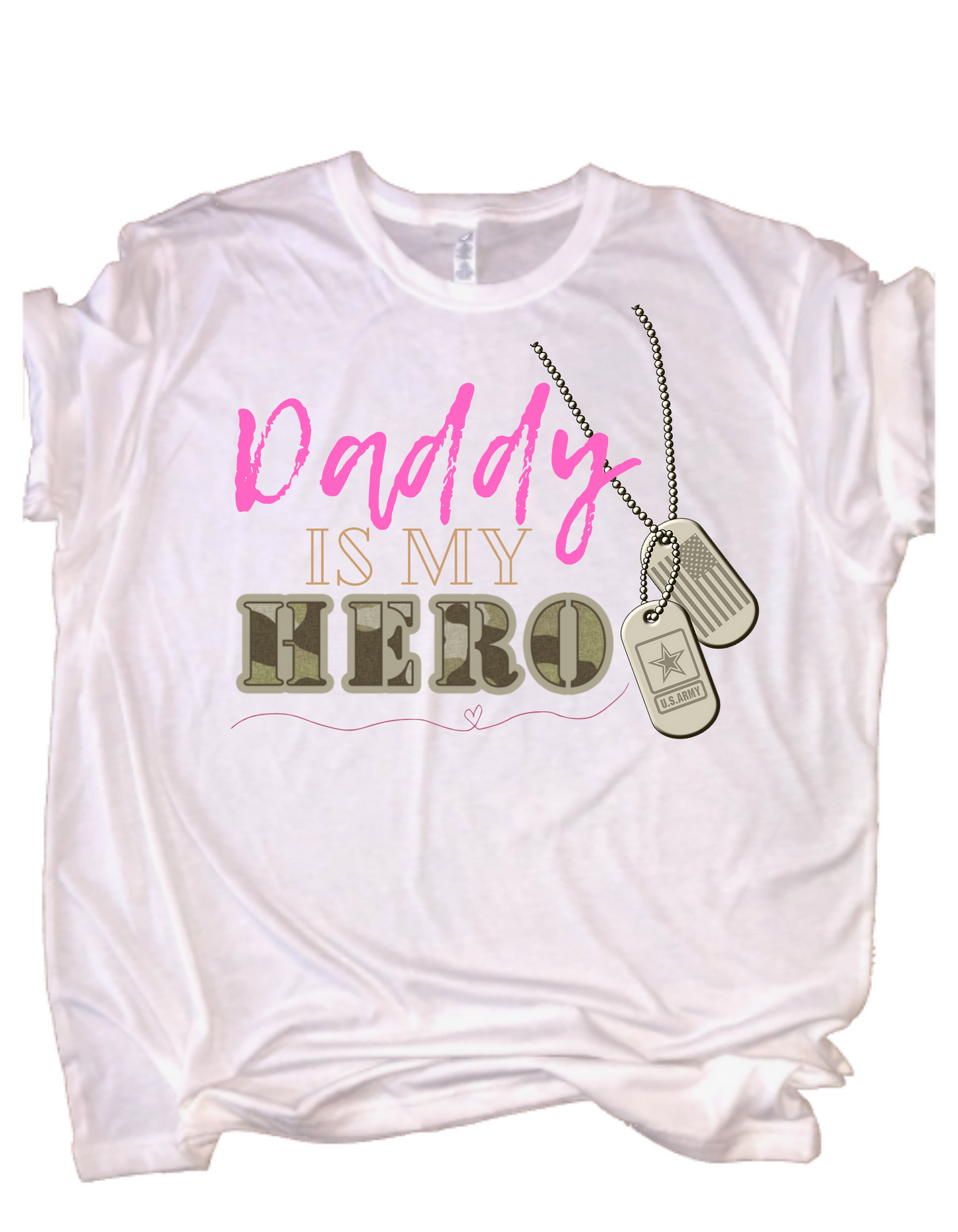 Daddy Is My Hero Tee Pink Lettering