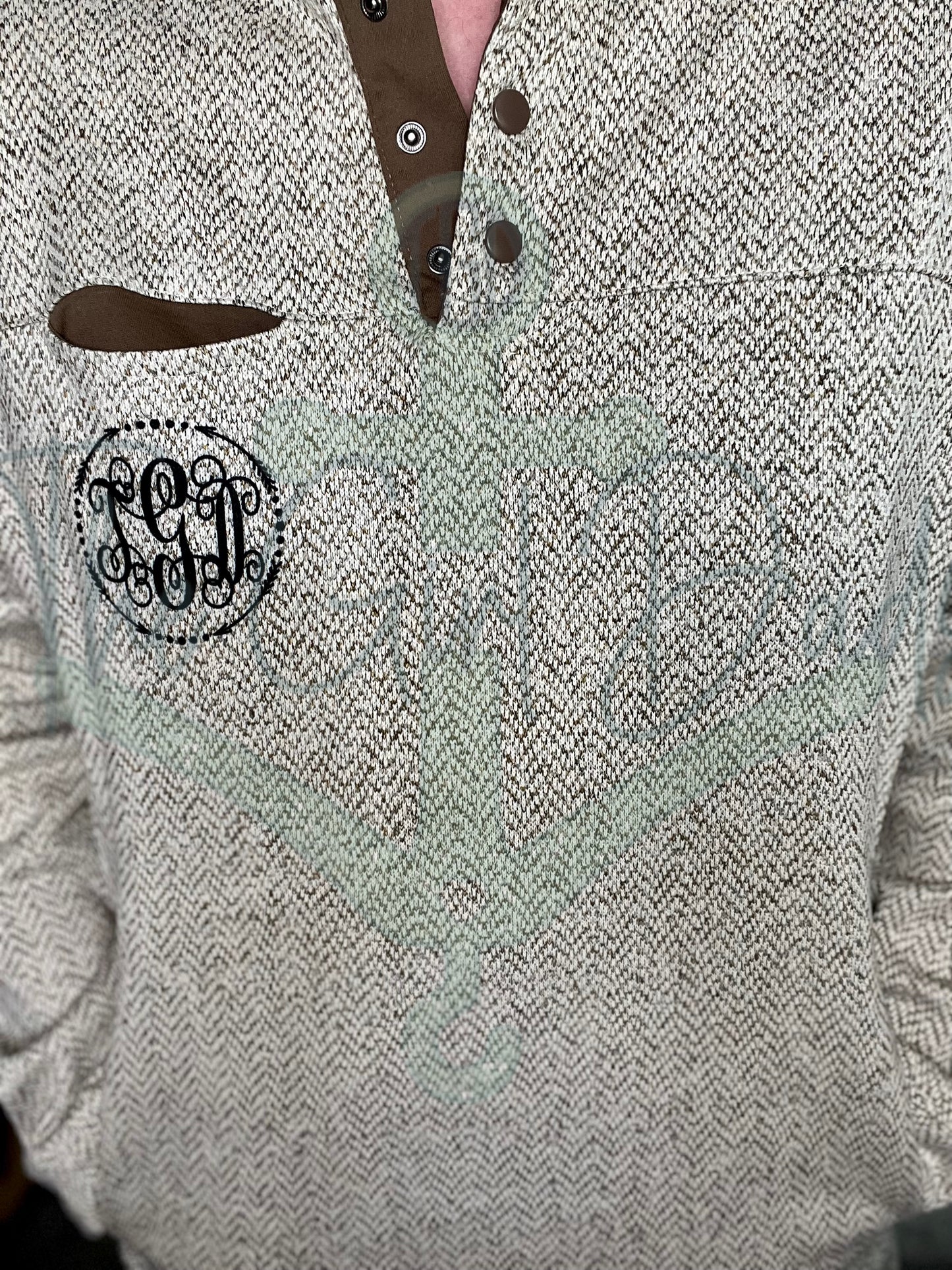 Monogrammed Tan Snap Pullover