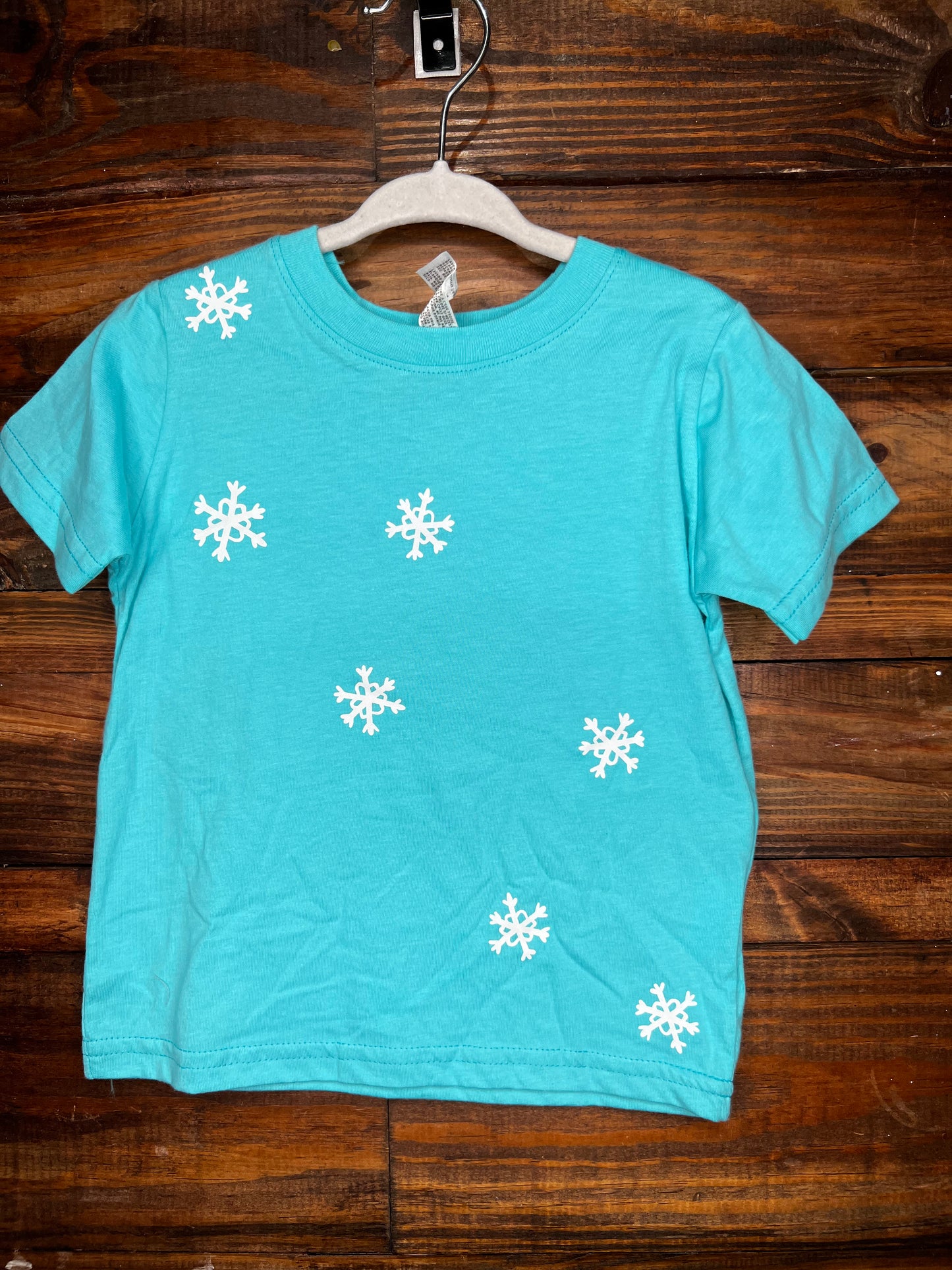 RTS 18 Month Snow Flake Screen Print Light Blue T-Shirt