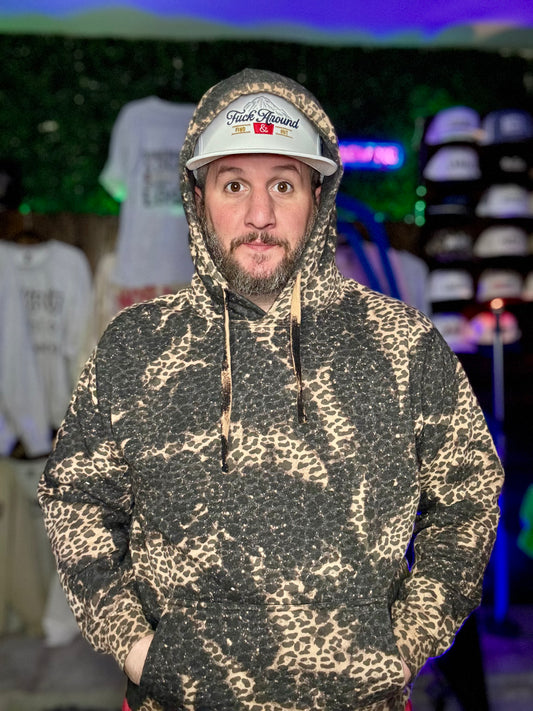 Bleached Black Leopard Hoodie NO DESIGN