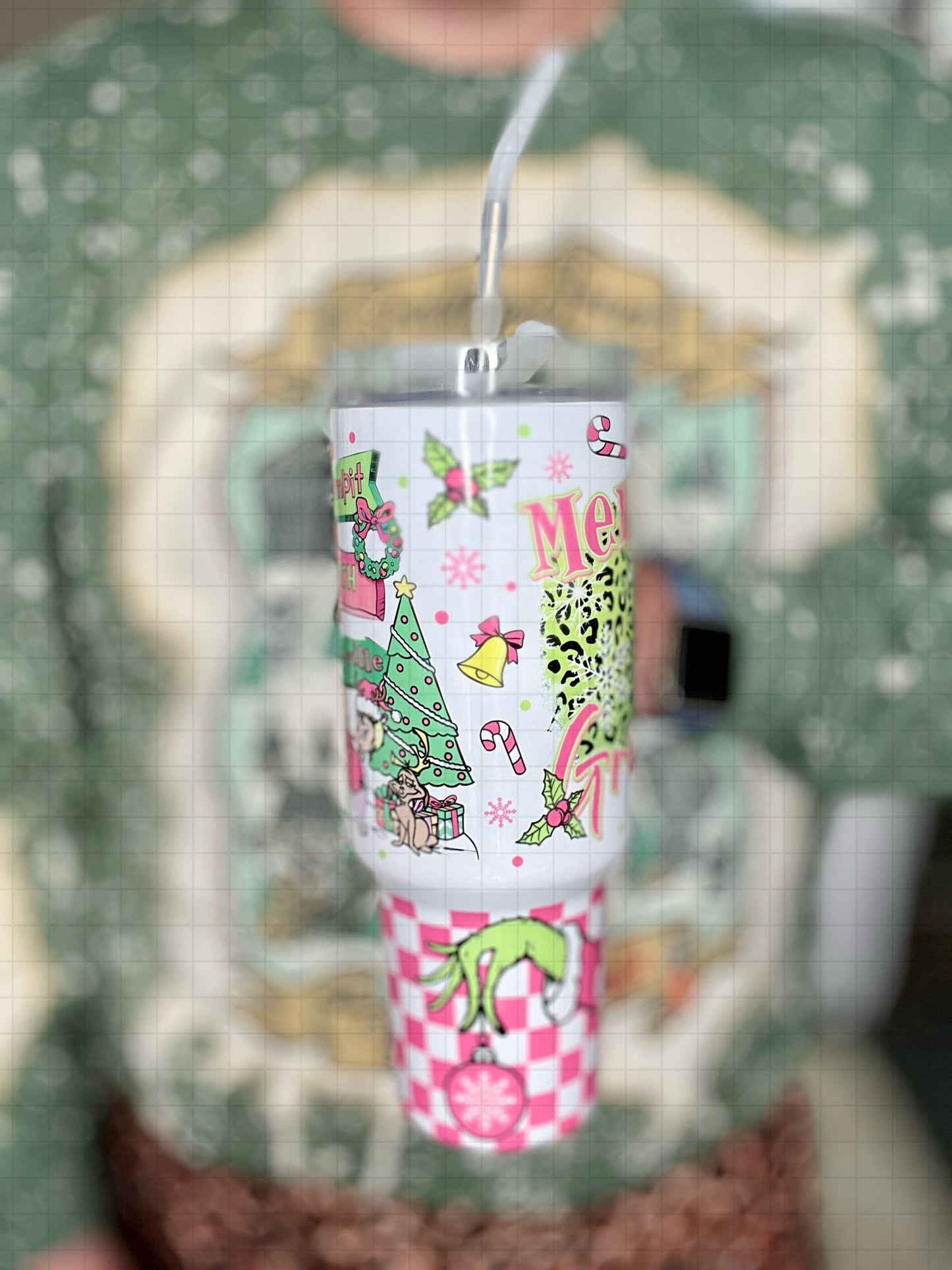 Pink and Green Christmas 40oz Dupe
