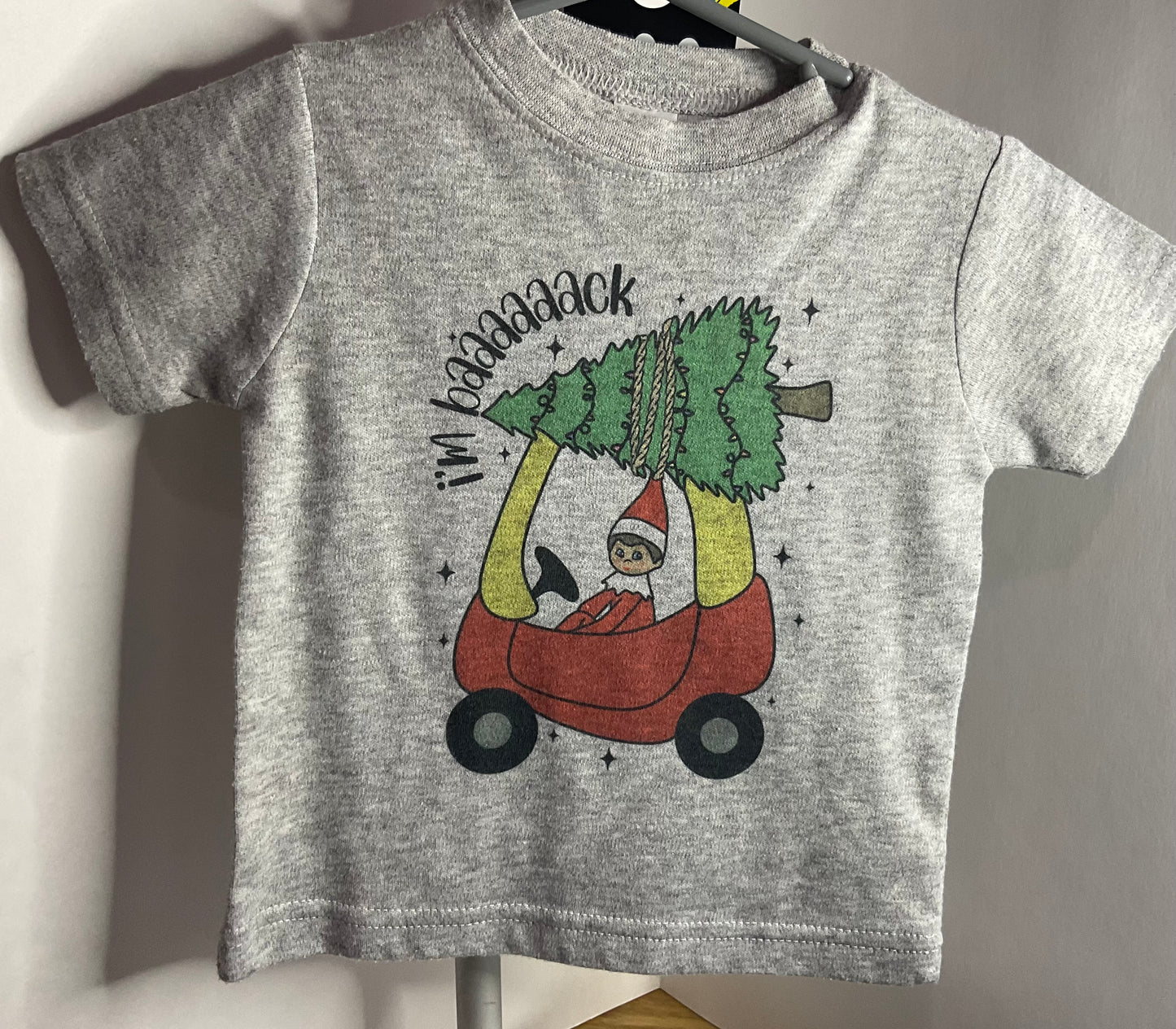 RTS 3-6M I‚Äôm back Red Cozy Coop Elf Gray tshirt