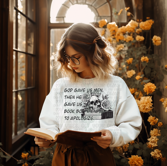 God Gave Us Men. Then He Gave Us Book Boyfriends To Apologize Skull PNG