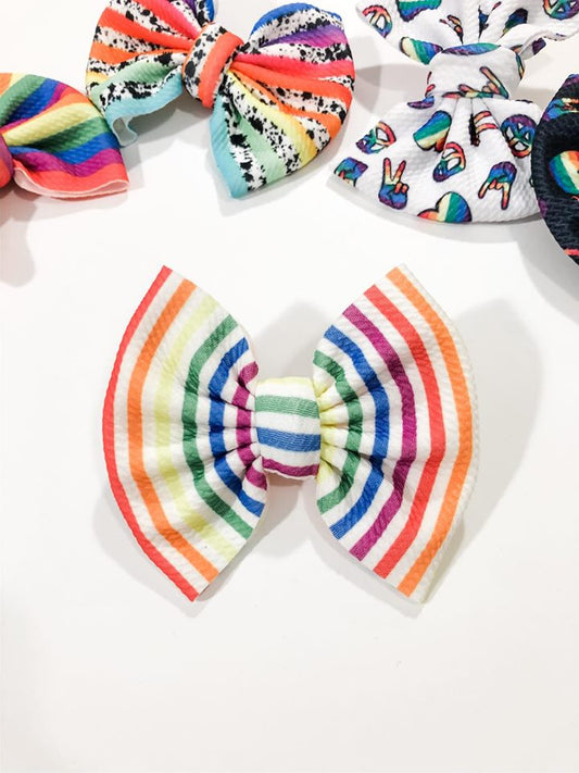 Rainbow Stripes Bow
