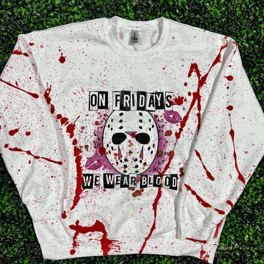 On Fridays We Wear Blood Top Design