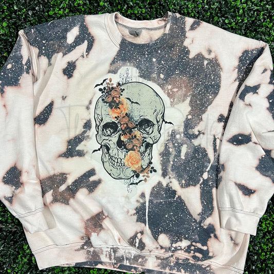 Split Floral Skull Top Design