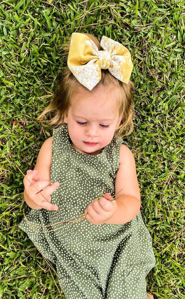 Baby's Breath Floral Velvet Bow