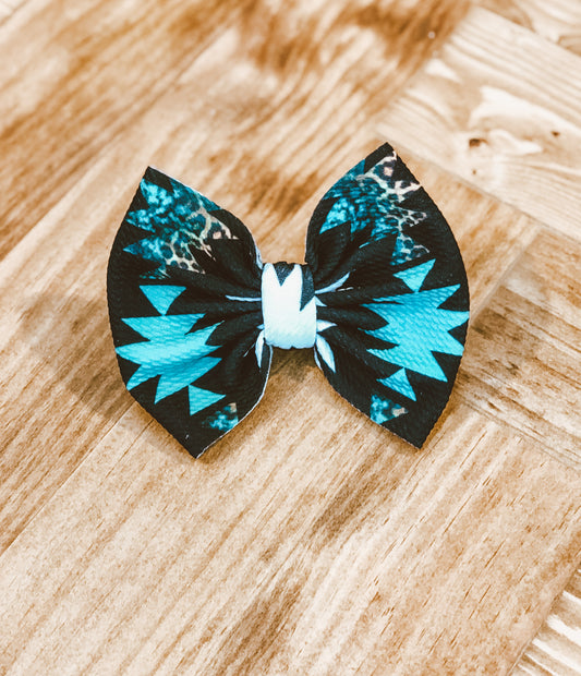 Leopard Turquoise Bow