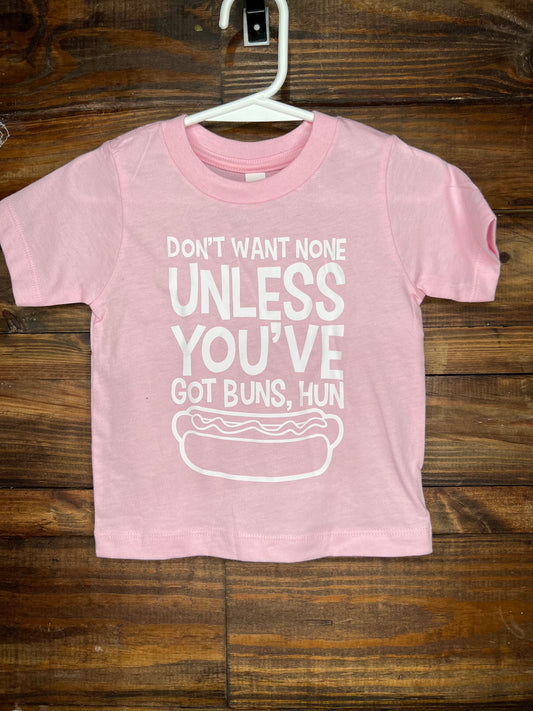 RTS 12-18 Month Got Buns, Hun Screen Print Light Pink T-Shirt