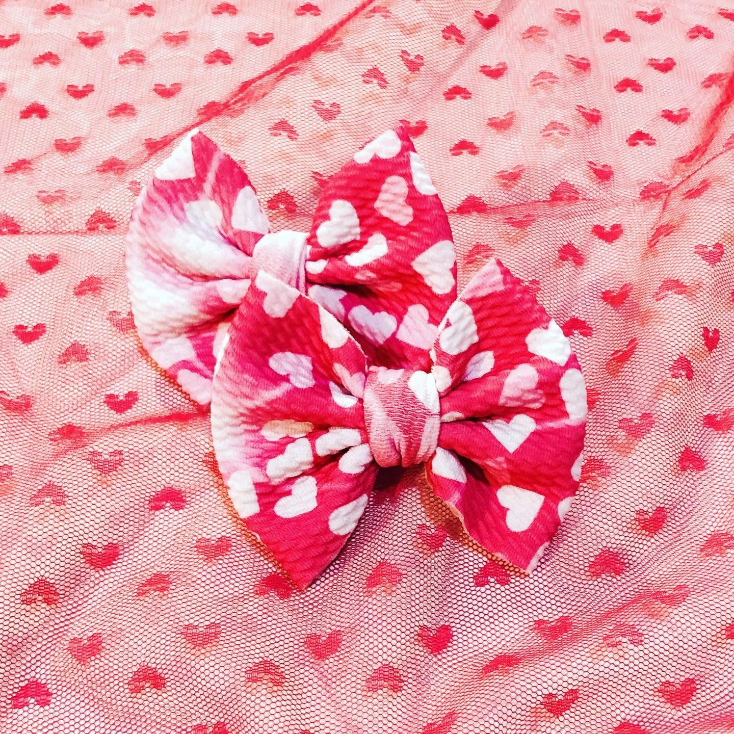 Sparkling Hearts Bow Fabric
