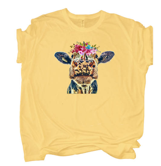 Floral Cow Tee