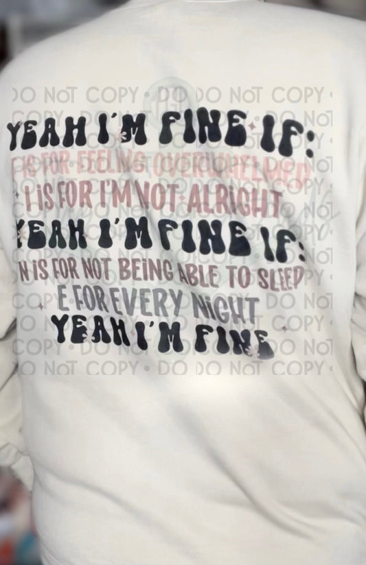 Yeah I'm Fine Hippie (Front & Back) Top Design